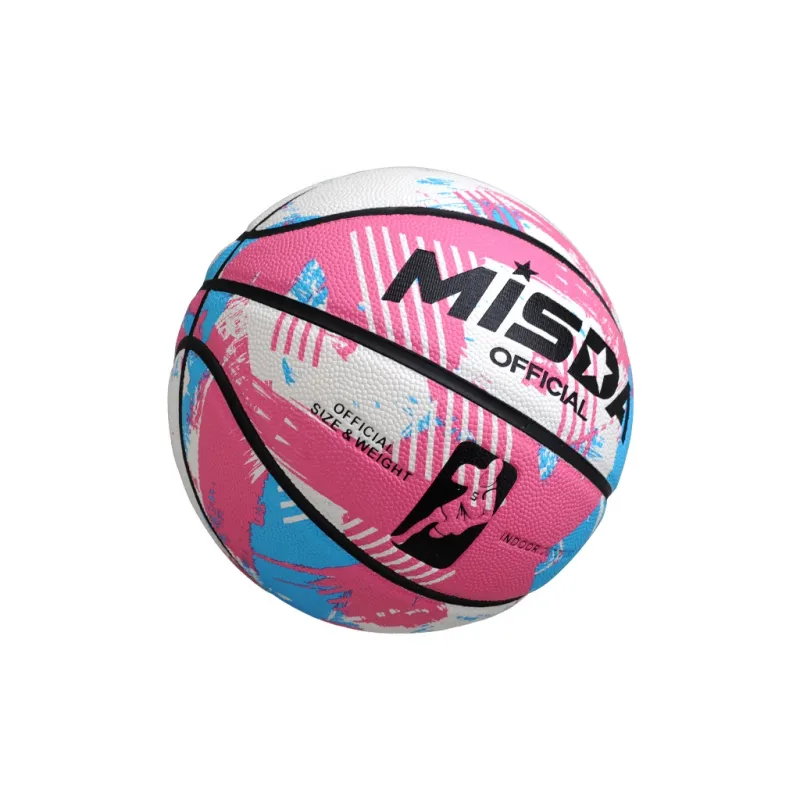 MISDA PU Basketball Pink Blue White Size 7 Size 6 Size 5 Training Unisex-3