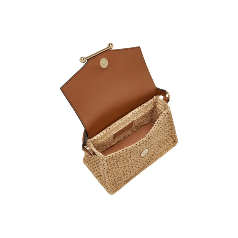 Strathberry Grained Calfskin Pinyali Grass Shoulder Bag Crossbody Bag Handbag Extra Mini Women's Tan & Natural-3