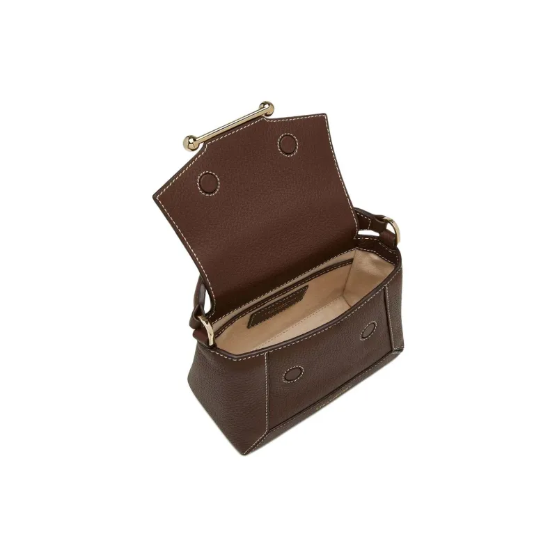 Strathberry Grained Calfskin Shoulder Bag Crossbody Bag Handbag Nano Women's Chocolate-3