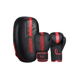 Boxing Gloves+Kick Pads 1 Pack (Black Red)