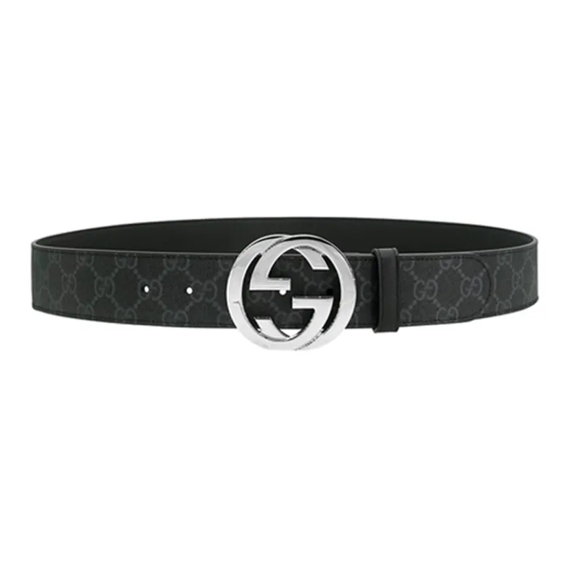 GUCCI GG Supreme Black And Grey Belt With G Buckle-0
