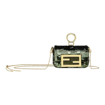 FENDI Baguette Polyester Handbag Shoulder Bag Crossbody Bag Mini Women's Green
