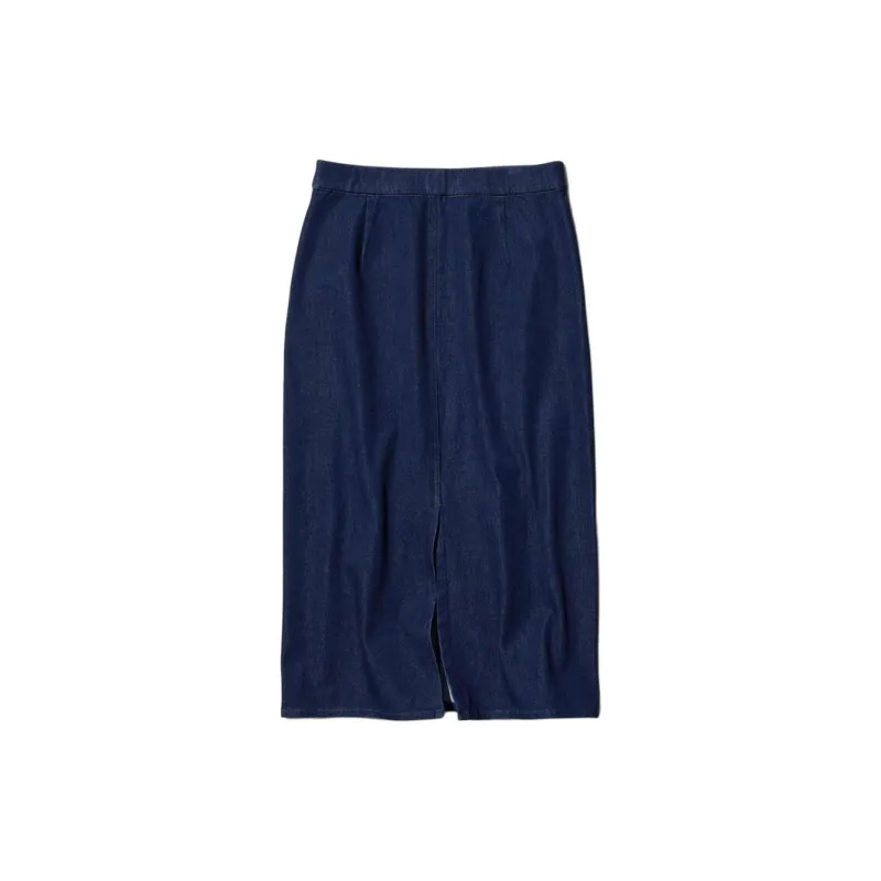 UNIQLO Denim Long Skirts Women's Navy Blue-1