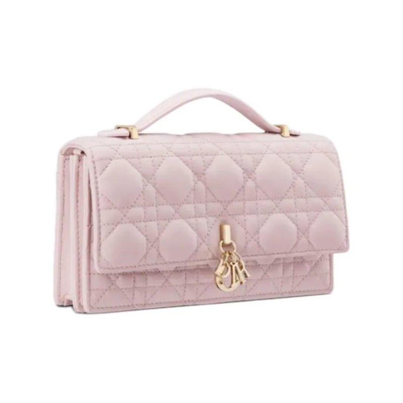 DIOR Lambskin Shoulder Bag Crossbody Bag Handbag Mini Women's Soft Pink-2