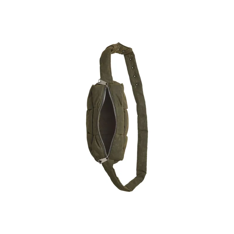 Bottega Veneta Cotton And Polyamide Blend Camera Bags Shoulder Bags Medium Size Unisex Olive-3