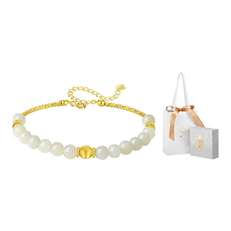 MAMADESHOUHU Hetian Jade Bracelets Pale Greenish White Jade Women's-2