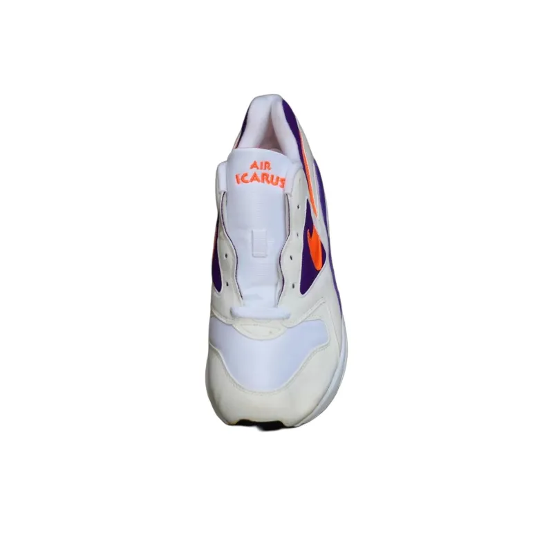 Nike Air Icarus Anti-Slip Wear-Resistant Low-Top Basketball Shoes Unisex White Orange Purple-2