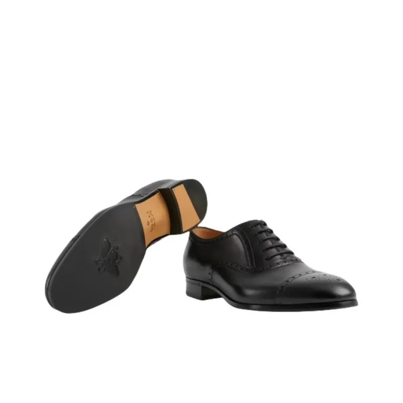 GUCCI Casual Leather Shoes Men's Black-4