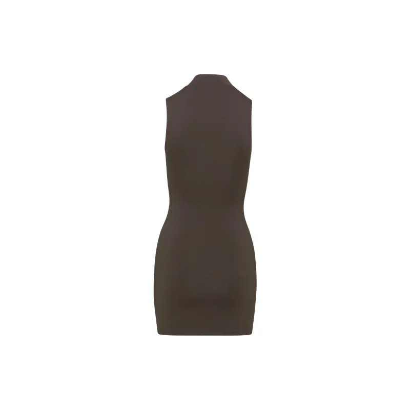 ARITZIA Contour Contour Mockneck Mini Dress Sleeveless Dress Women's Rich Mocha Brown-1