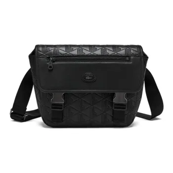 LACOSTE Cow Split Leather Shoulder Bag Crossbody Bag Regular Men's Black
