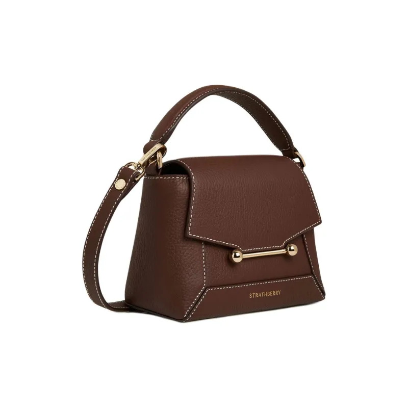 Strathberry Grained Calfskin Shoulder Bag Crossbody Bag Handbag Nano Women's Chocolate-1