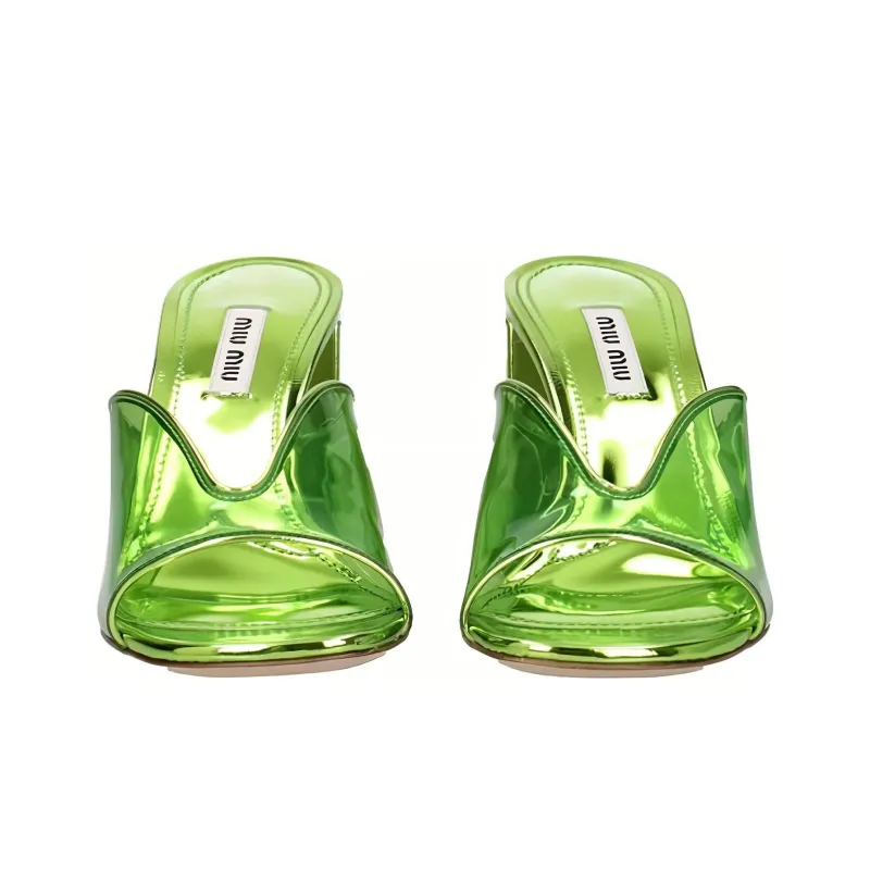 MIU MIU Slide Slippers Women's Green-4