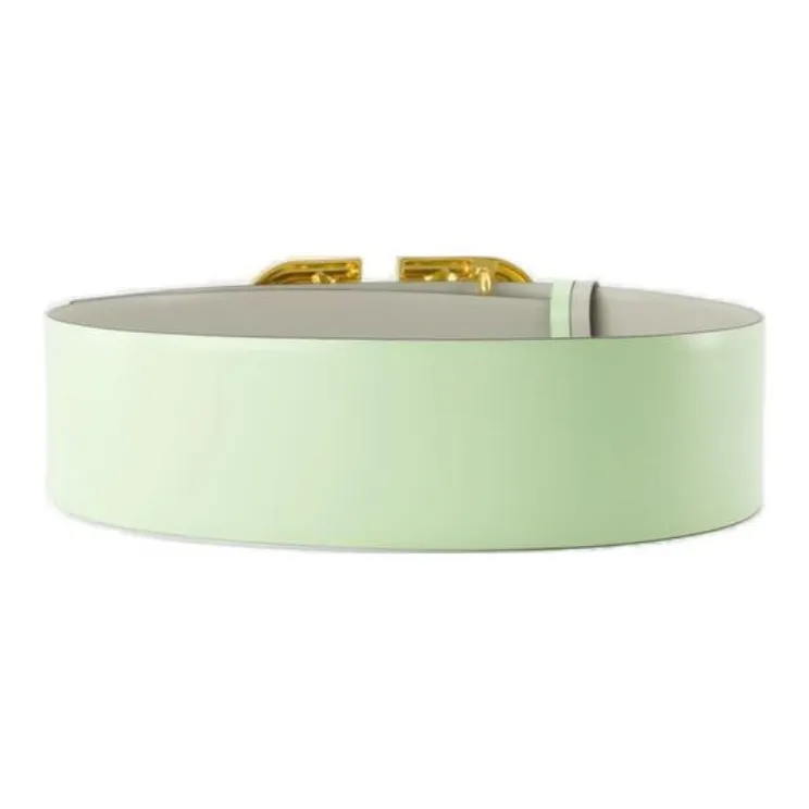 Valentino Solid Color Design Calfskin Leather Belts Women's Grass Green-1