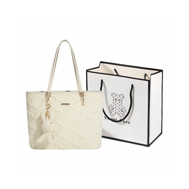 LETOO PU Tote Bag, Shoulder Bag Tubas Women's White-7