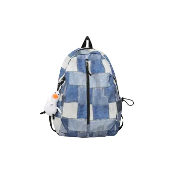 OURFUN Nylon Backpack Unisex Light Blue/Dark Blue