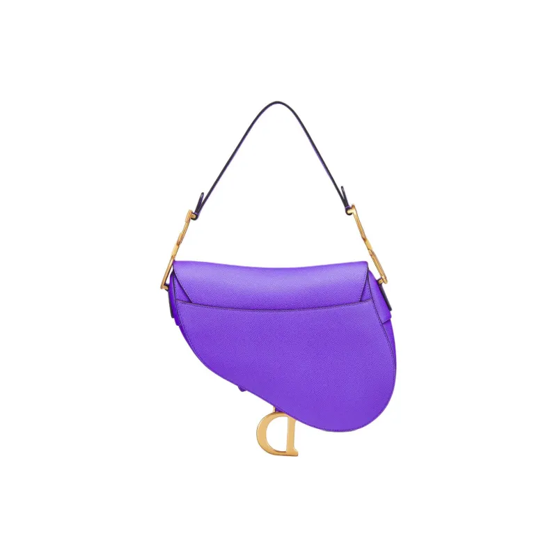 DIOR Saddle Grain Calfskin Saddle Bag, Shoulder Bag, Crossbody Bag, Handbag Women's Purple-3