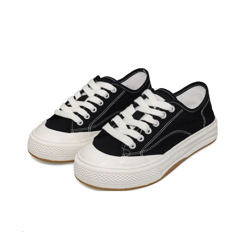 B10CROWN Anti Slip Wear Resistant Breathable Lightweight Low Top Canvas Shoes Women's Black-4