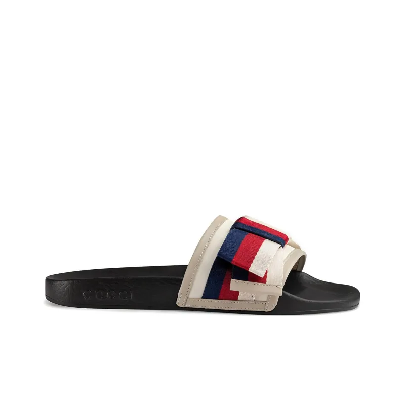 GUCCI Women's Satin Slide 'Web Bow' Women's-1