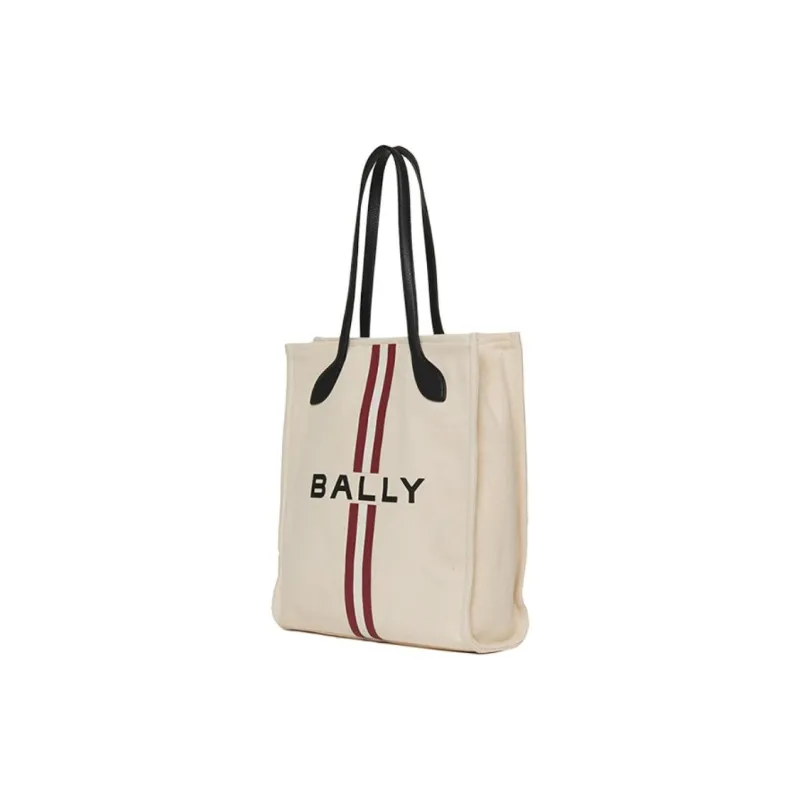 BALLY Fabric Cow Leather Patchwork Tote Tot Bag Shopping Bag One Shoulder Handbag Large Size Women's Natural-2