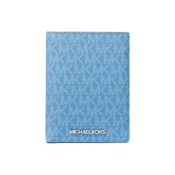 MICHAEL KORS Jet Set Travel Cotton Passport Clip Wallet Unisex Sky Blue