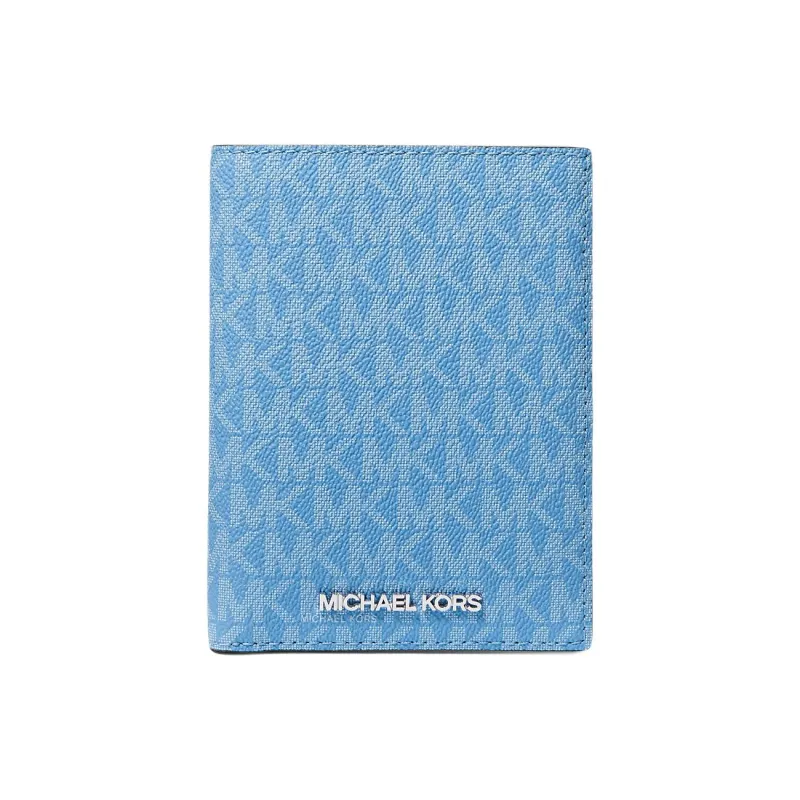 MICHAEL KORS Jet Set Travel Cotton Passport Clip Wallet Unisex Sky Blue-0