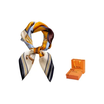 MITHAOL KUSC 100% Mulberry Silk Scarves Women's Hall Orange