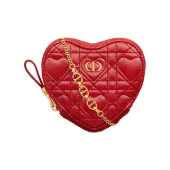 DIOR Caro Calfskin Heart Shaped Bag, Handheld Bag, Shoulder Bag, Crossbody Bag Women's Red