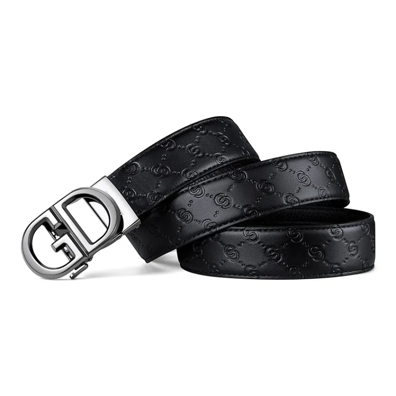 AUGTARLION Genuine Leather Automatic Buckle Business Youth Cow Leather Leather Belts Men's Width  3.5cm-1