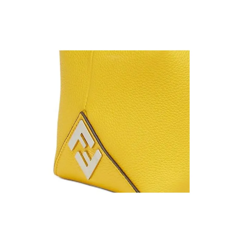 FENDI ROMA Grain Leather Toiletry Bag, Makeup Bag Unisex Yellow-3