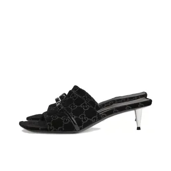 GUCCI Rubber Sole Slide Slippers Women's Black