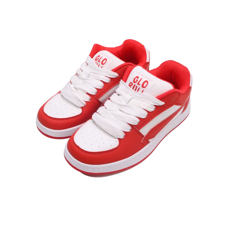 GLO BULL Skateboard Shoes Unisex Low Top White Red-2