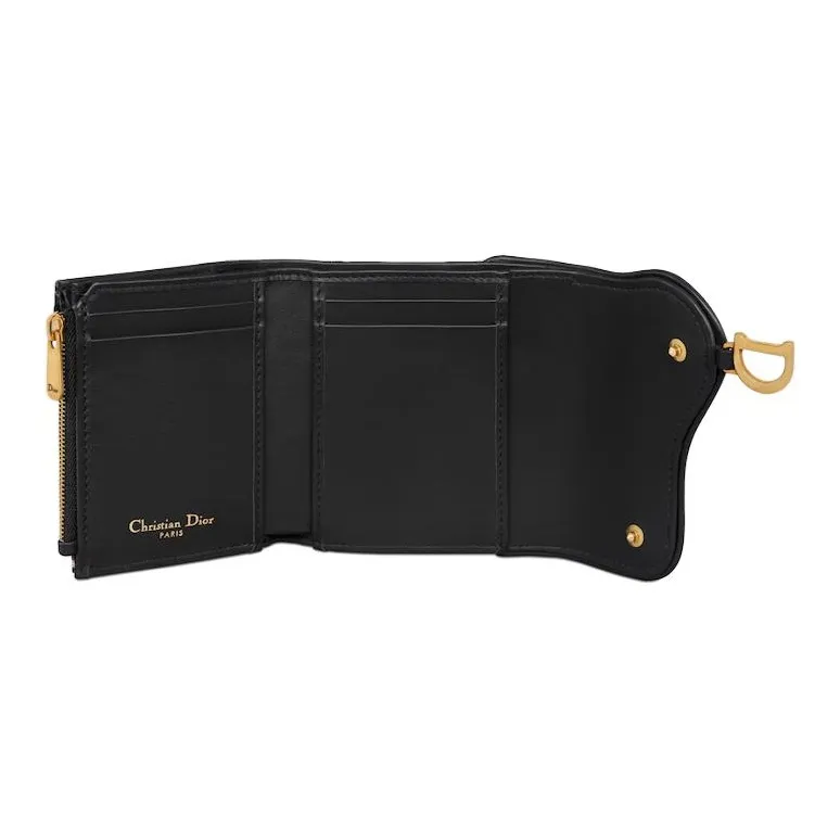 DIOR Oblique Print With Soft Calfskin Wallet Women's Blue-3