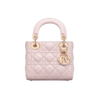 DIOR Lady Dior Wicker Pattern Sheepskin Dior Bag Shoulder Bag Crossbody Bag Handbag Mini Women's Light Pink