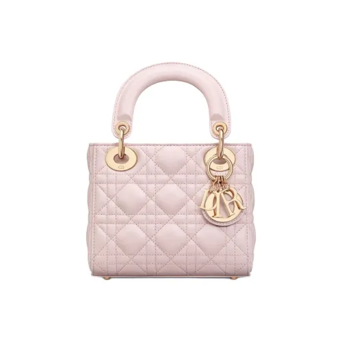 DIOR Lady Dior Wicker Pattern Sheepskin Dior Bag Shoulder Bag Crossbody Bag Handbag Mini Women's Light Pink
