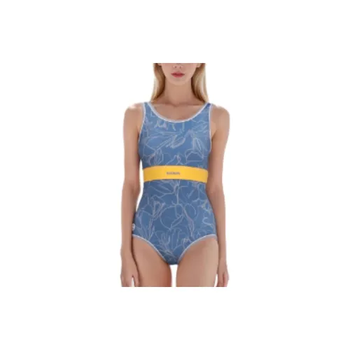 TOSWIM One-Piece Swimsuits Women's Blue Frost Flower Language