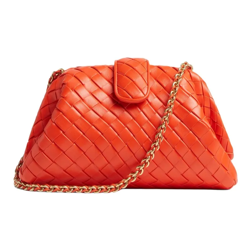 Bottega Veneta Calfskin Portable One Shoulder Clutch Regular Women's Orange-1