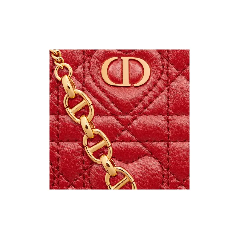 DIOR Caro Calfskin Heart Shaped Bag, Handheld Bag, Shoulder Bag, Crossbody Bag Women's Red-5