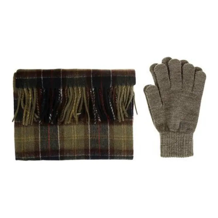 BARBOUR Tartan Scarf And Gloves Set-1
