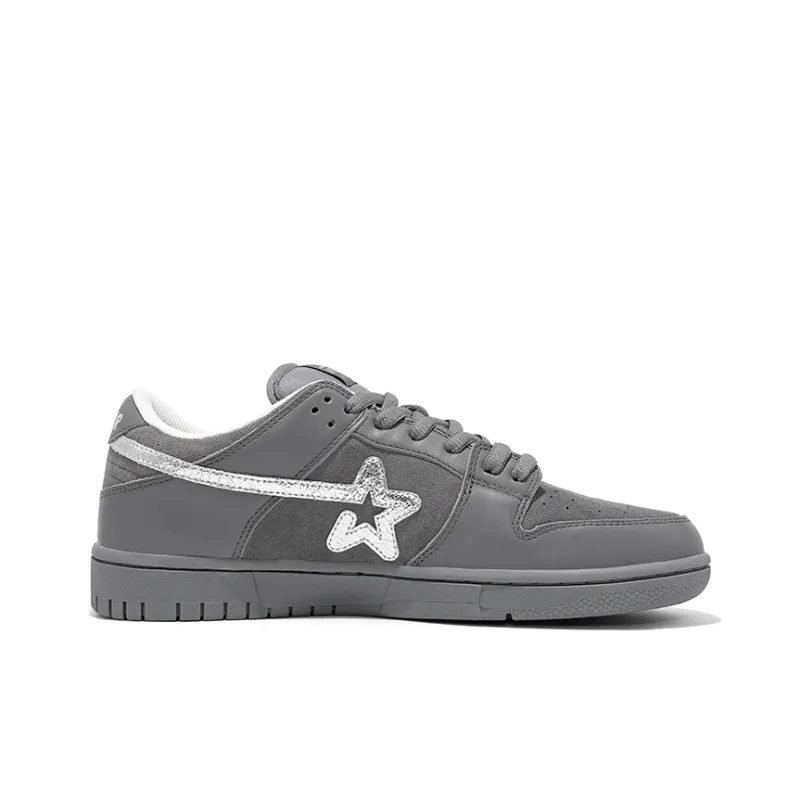 RIPSTAR Anti Slip Wear Resistant Low Top Skateboard Shoes Unisex Silver Gray-1