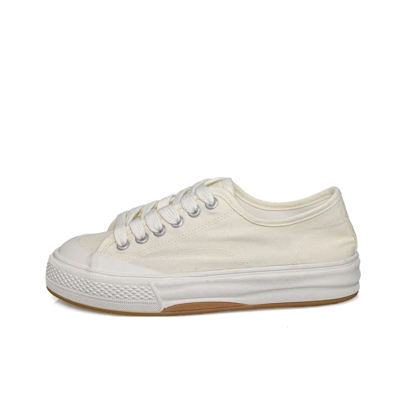 B10CROWN Anti Slip Wear Resistant Breathable Lightweight Low Top Canvas Shoes Women's Beige-0