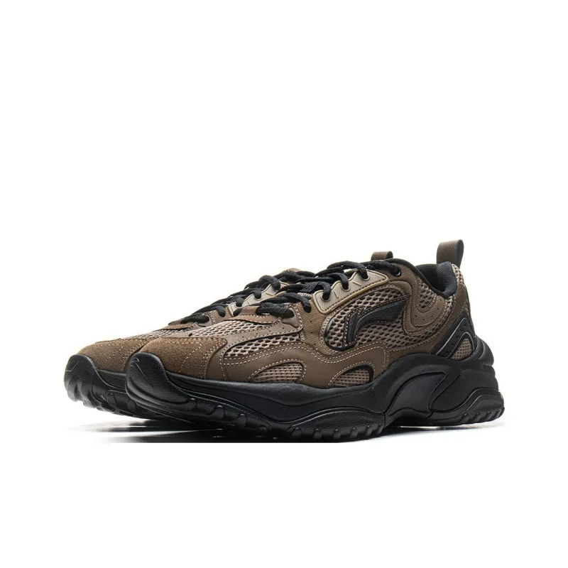 LiNing Chu Rui V2 Anti-Slip And Wear-Resistant Breathable Low-Top Casual Shoes Men's Tan Black-2