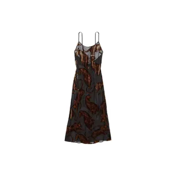Victoria's Secret SEXY KI Nightgown Women's Black Background Animal Print
