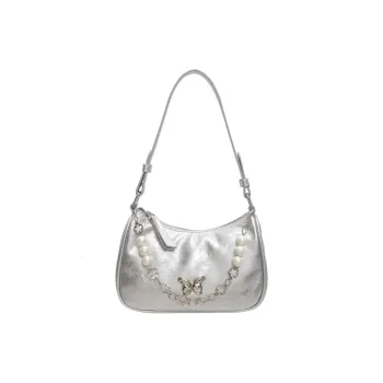 DALO PU Handbag, Shoulder Bag, Crossbody Bag Women's Silver/Black/Ecru/Red