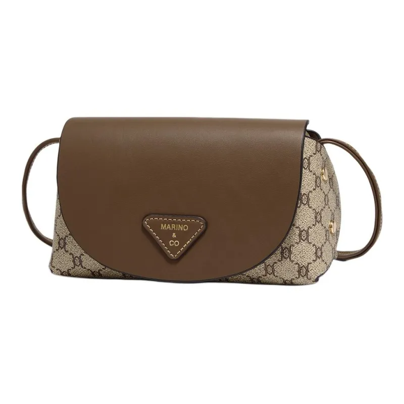 Marino Orlandi Synthetic Leather Crossbody Bag, Shoulder Bag Medium Size Women's Khaki/Coffee-1