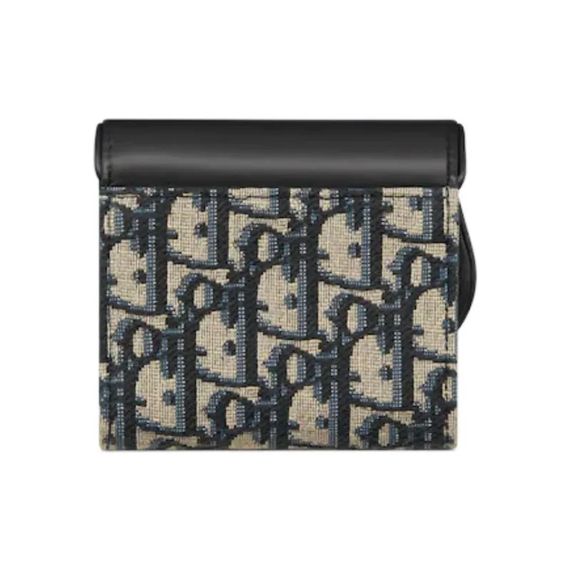 DIOR Oblique Print With Soft Calfskin Wallet Women's Blue-4