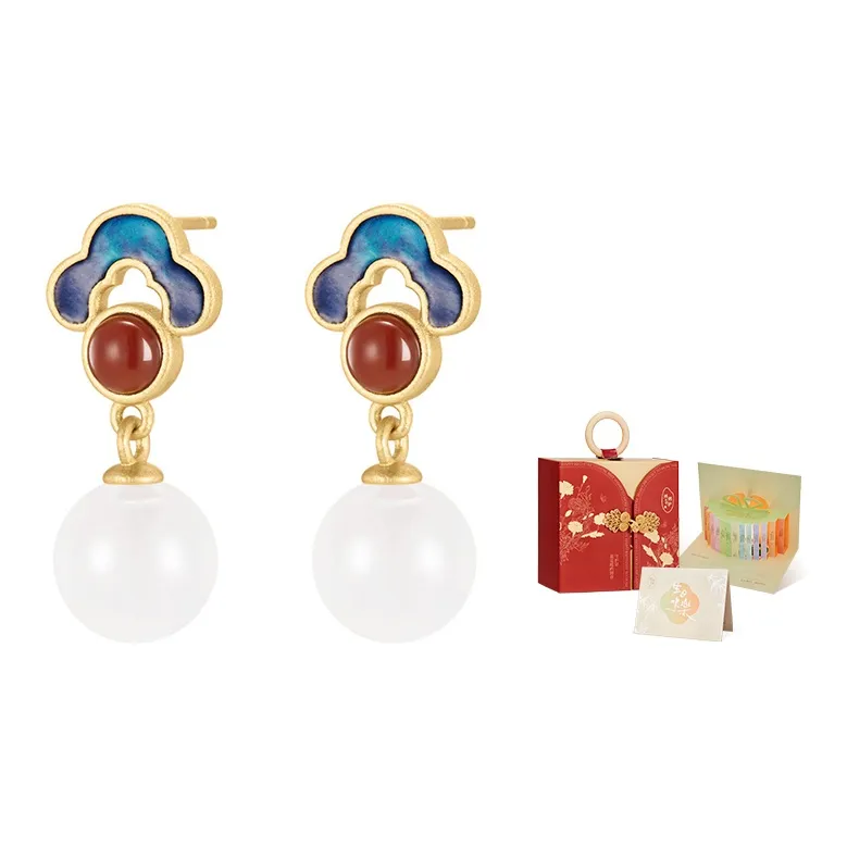 MAMADESHOUHU Earrings Pale Greenish White Jade Women's-4