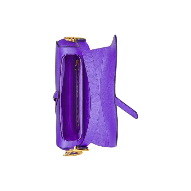 DIOR Saddle Grain Calfskin Saddle Bag, Shoulder Bag, Crossbody Bag, Handbag Women's Purple-4