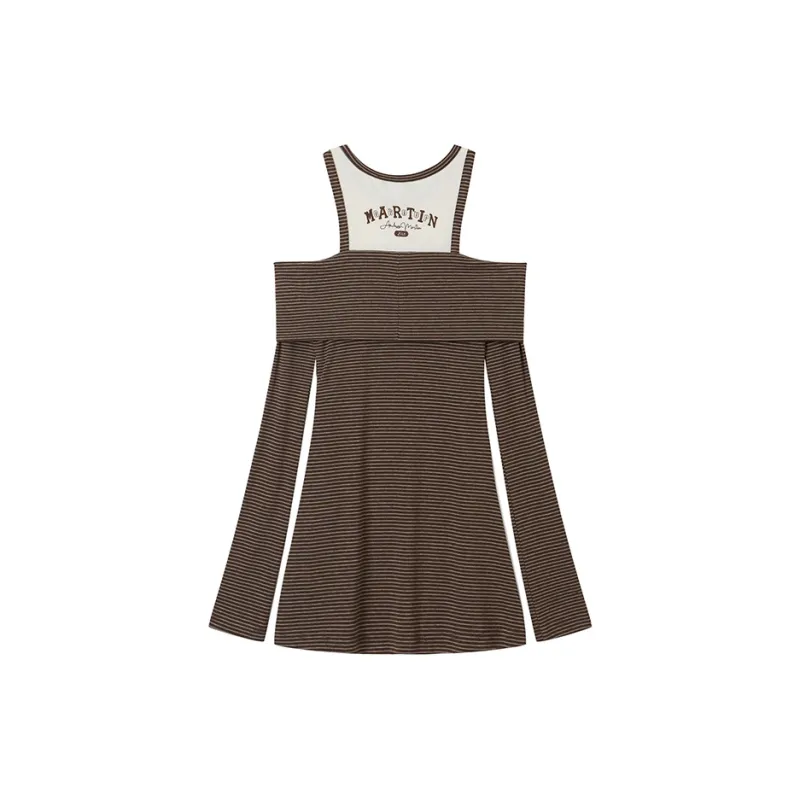 ANDREA MARTIN Long Sleeved Dress Women's Brown-1