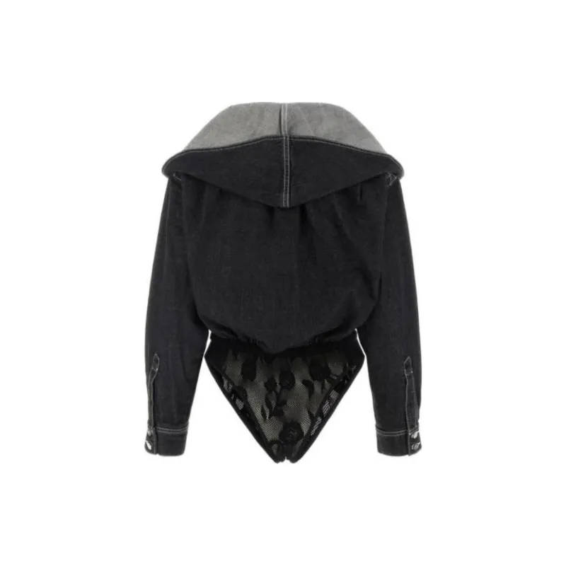 Alaia Hooded Denim Bodysuit-1