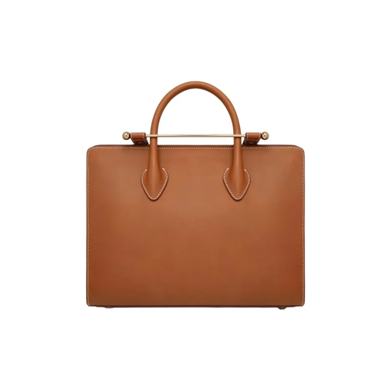 Strathberry Cow Leather Tote Bag Shopping Bag Shoulder Bag Crossbody Bag Handbag Medium Size Women's Tan-0